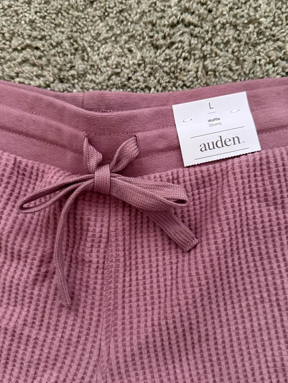 Waffle-Knit Pink Pullover Top and Shorts Matching Set